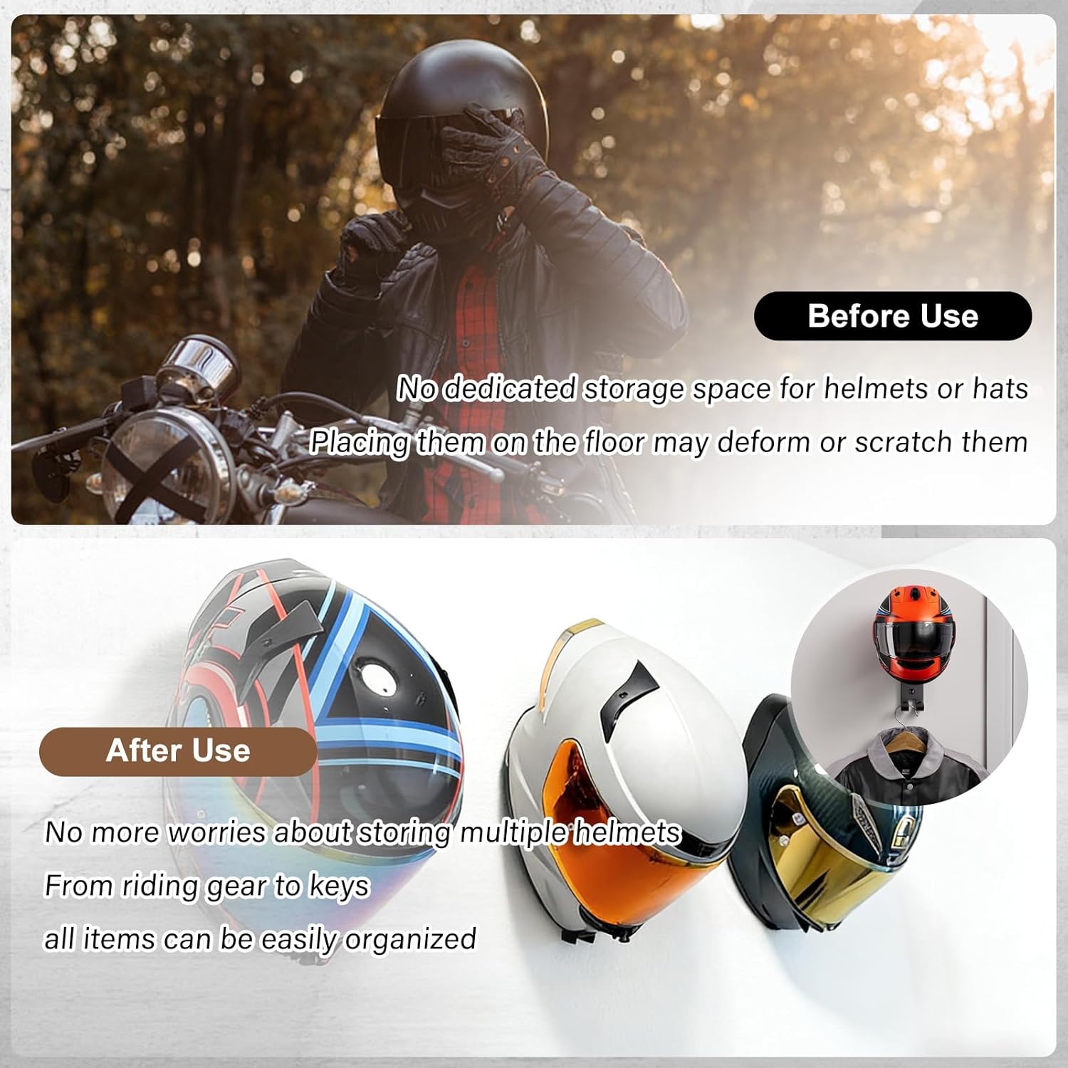 Suporte de Capacete para Motoc - Cycling Gear Organizer Wall avaliação e preço